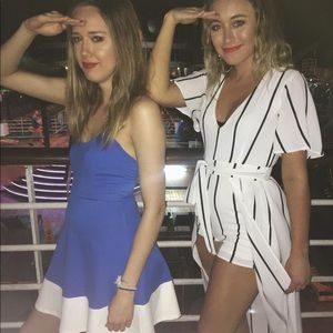 striped maxi dress with built in shorts